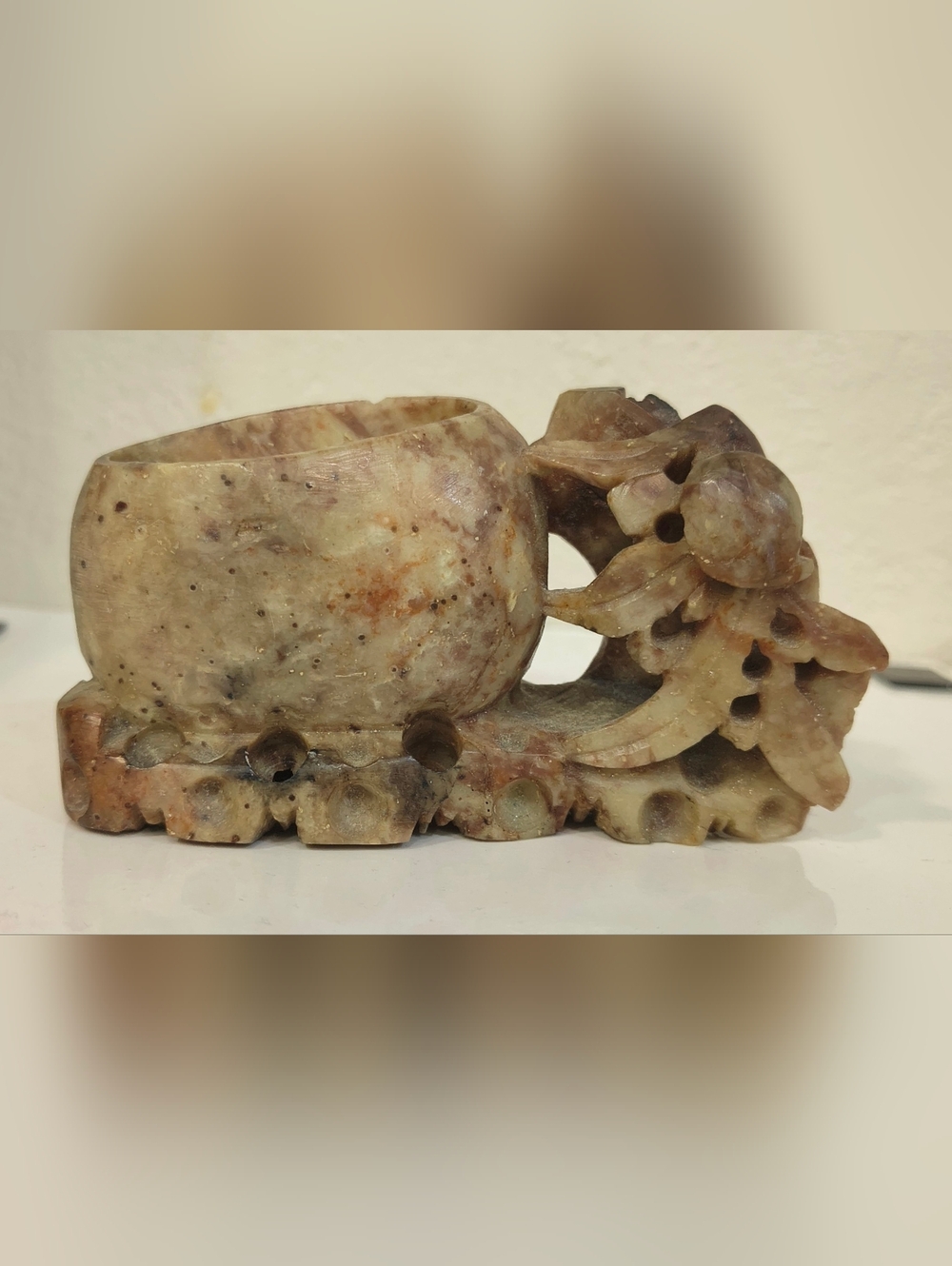 Antique Hand Carved Chinese Soapstone Vase